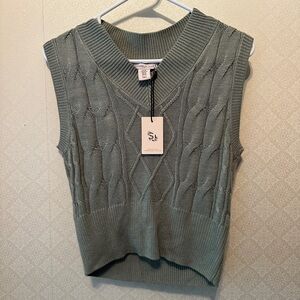 Sincerely Jules Knit Sweater Vest Sea foam green SZ XS NWT